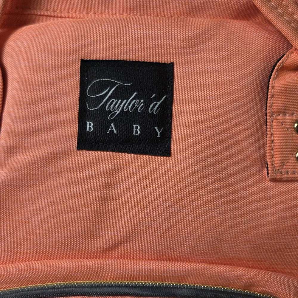 Taylor'd Baby Diaper Bag Backpack Coral Peach Insulated Bottle Pockets Canvas
